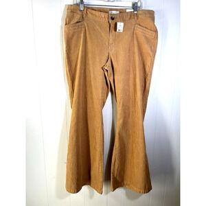Cato Contemporary Flare Corduroy Pants Tan Size 16 Bell Bottom Stretch New